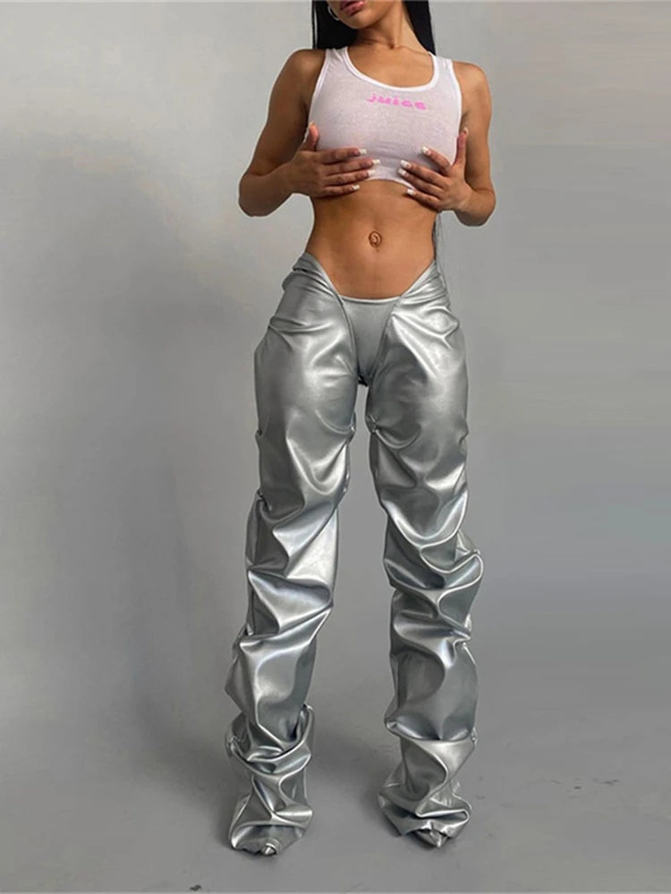 Women's Irregular Shape Folds Low Waist High Street Sweatpants