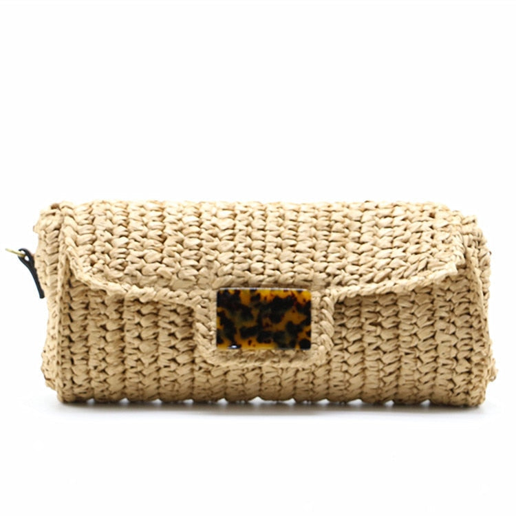 Siti Straw Baguette Clutch Bag