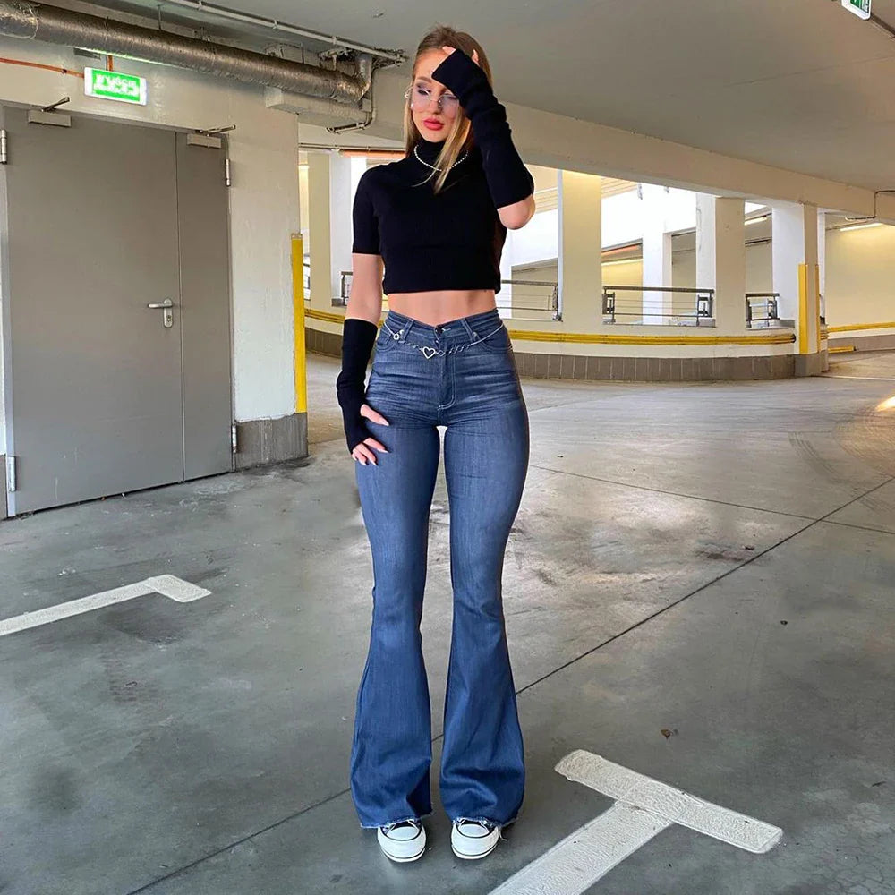 Y2K Blue High Waist Stretch Vintage Spring Autumn Jeans