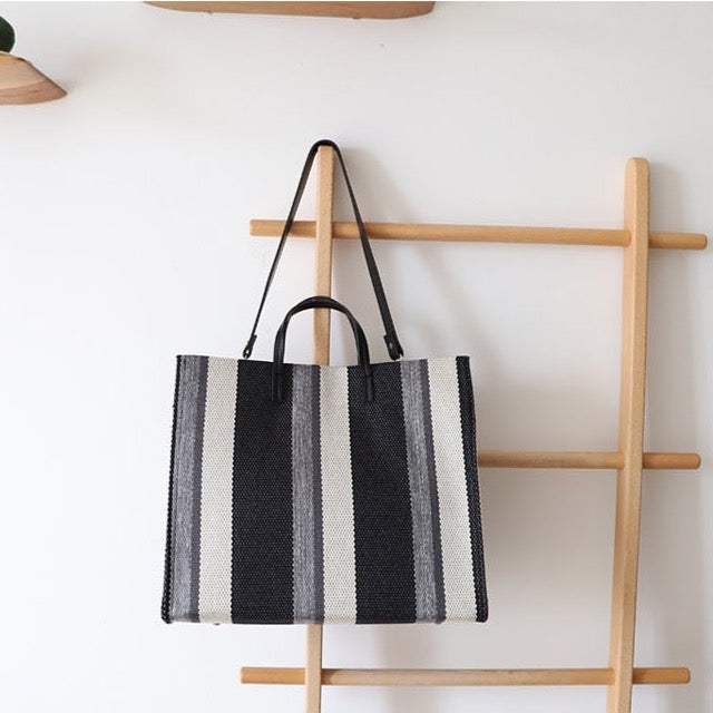 Striped Canvas Shopper Totes - 3 Colors