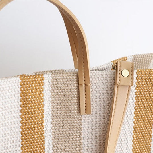 Striped Canvas Shopper Totes - 3 Colors