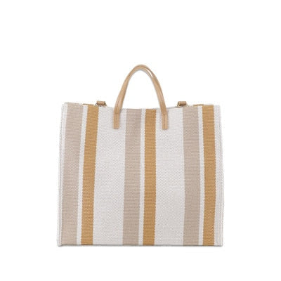 Striped Canvas Shopper Totes - 3 Colors