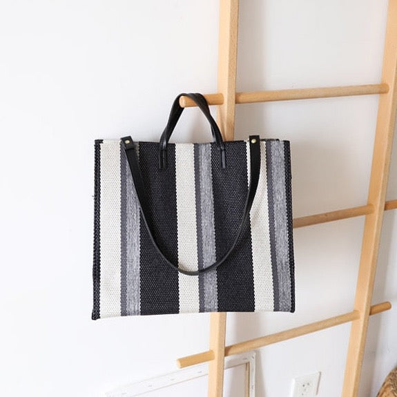 Striped Canvas Shopper Totes - 3 Colors