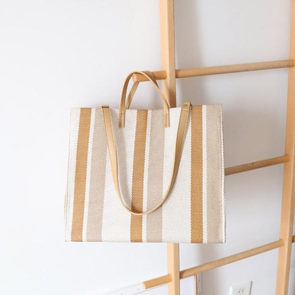 Striped Canvas Shopper Totes - 3 Colors