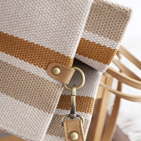 Striped Canvas Shopper Totes - 3 Colors