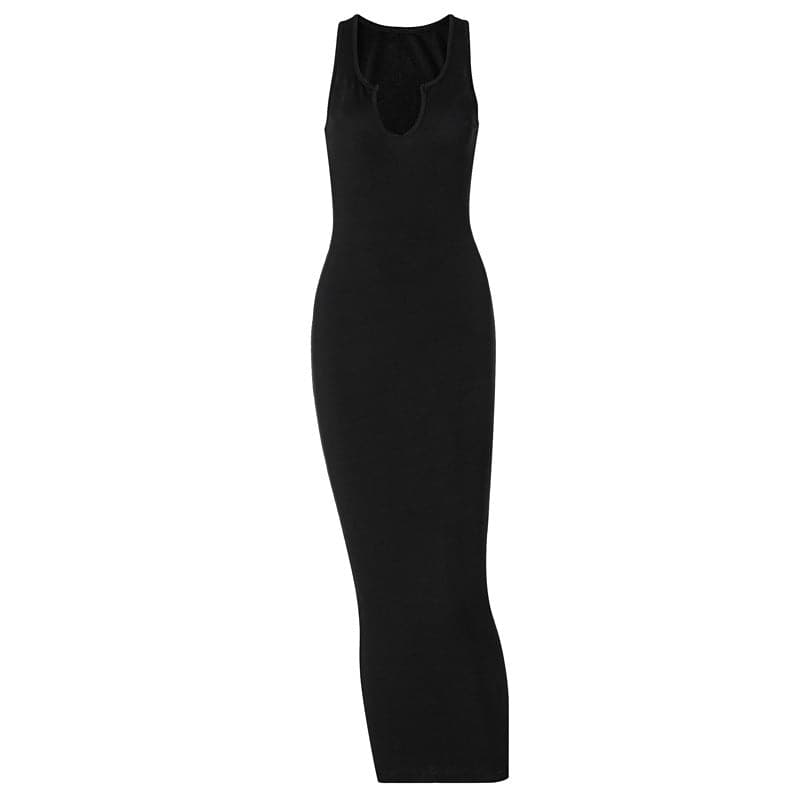 Summer Dresses Fashion U-neck Sleeveless Slim Fit Dress