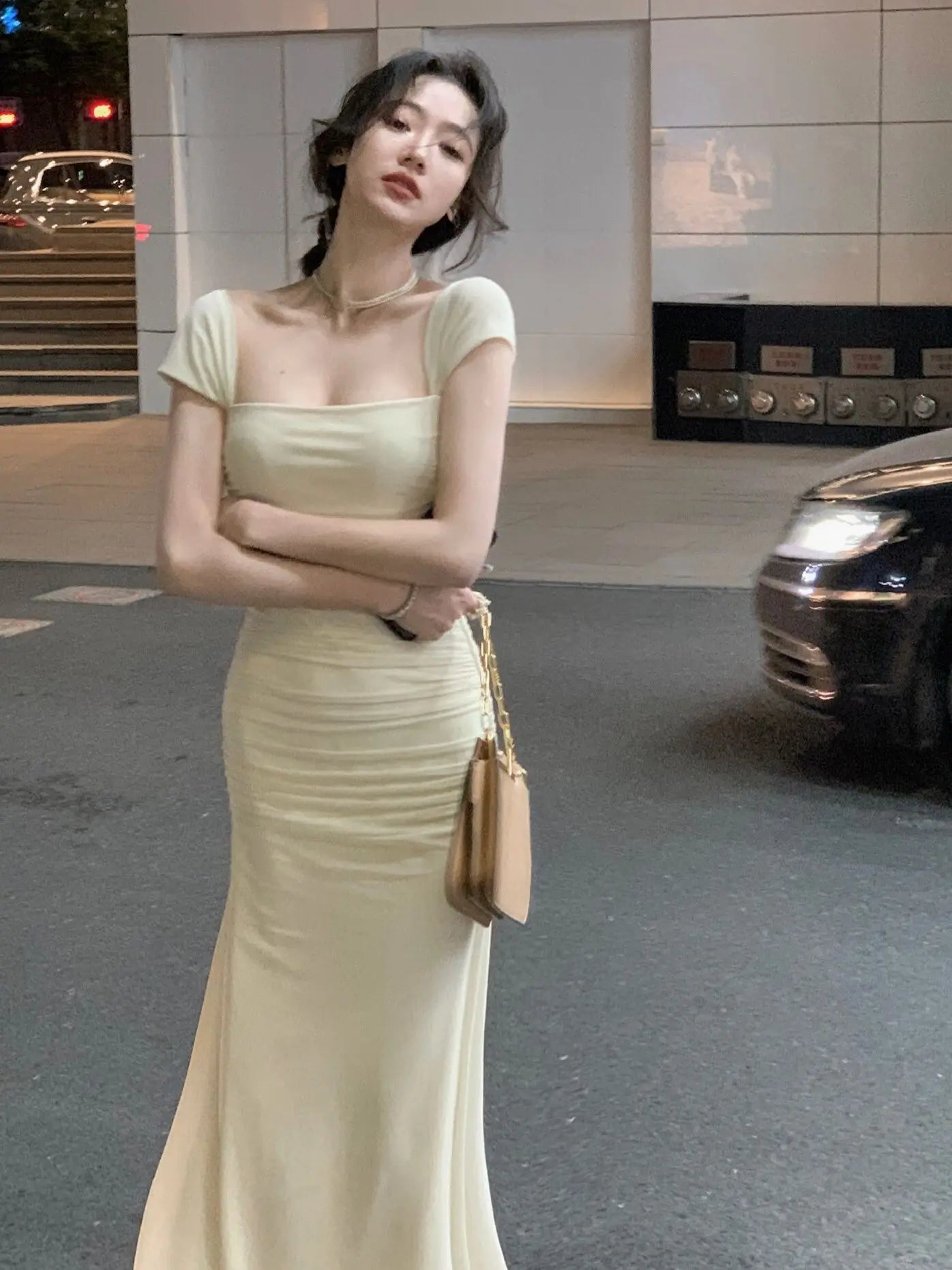 Summer New Elegant Vintage Bodycon One Piece Midi Dress