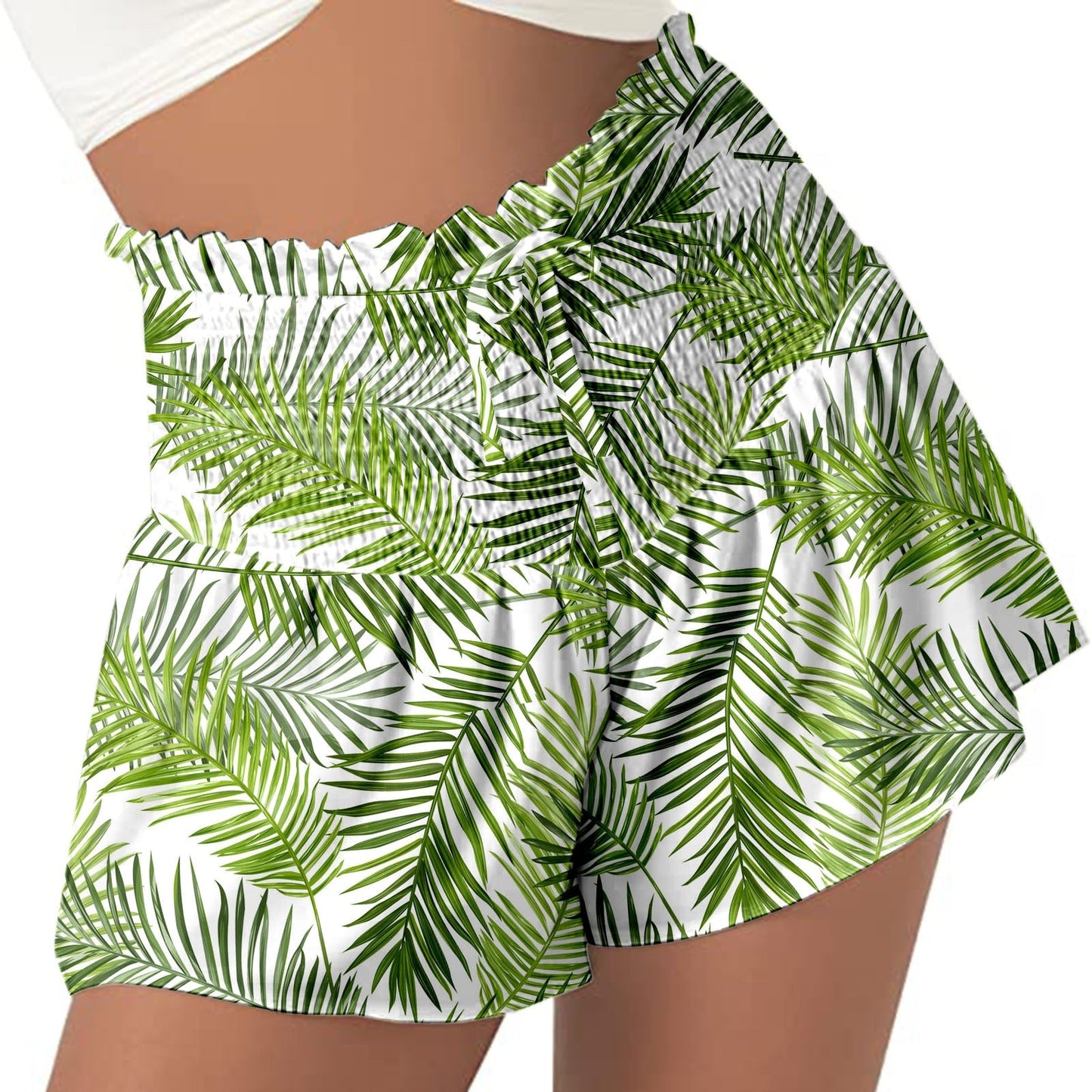 High Waist Loose Shorts Sports Drawstrings Floral Print Beach Shorts