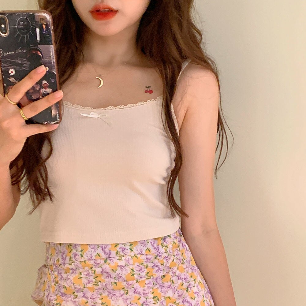 Sweet Bow Lace Off Shoulder Basic Knitted Top
