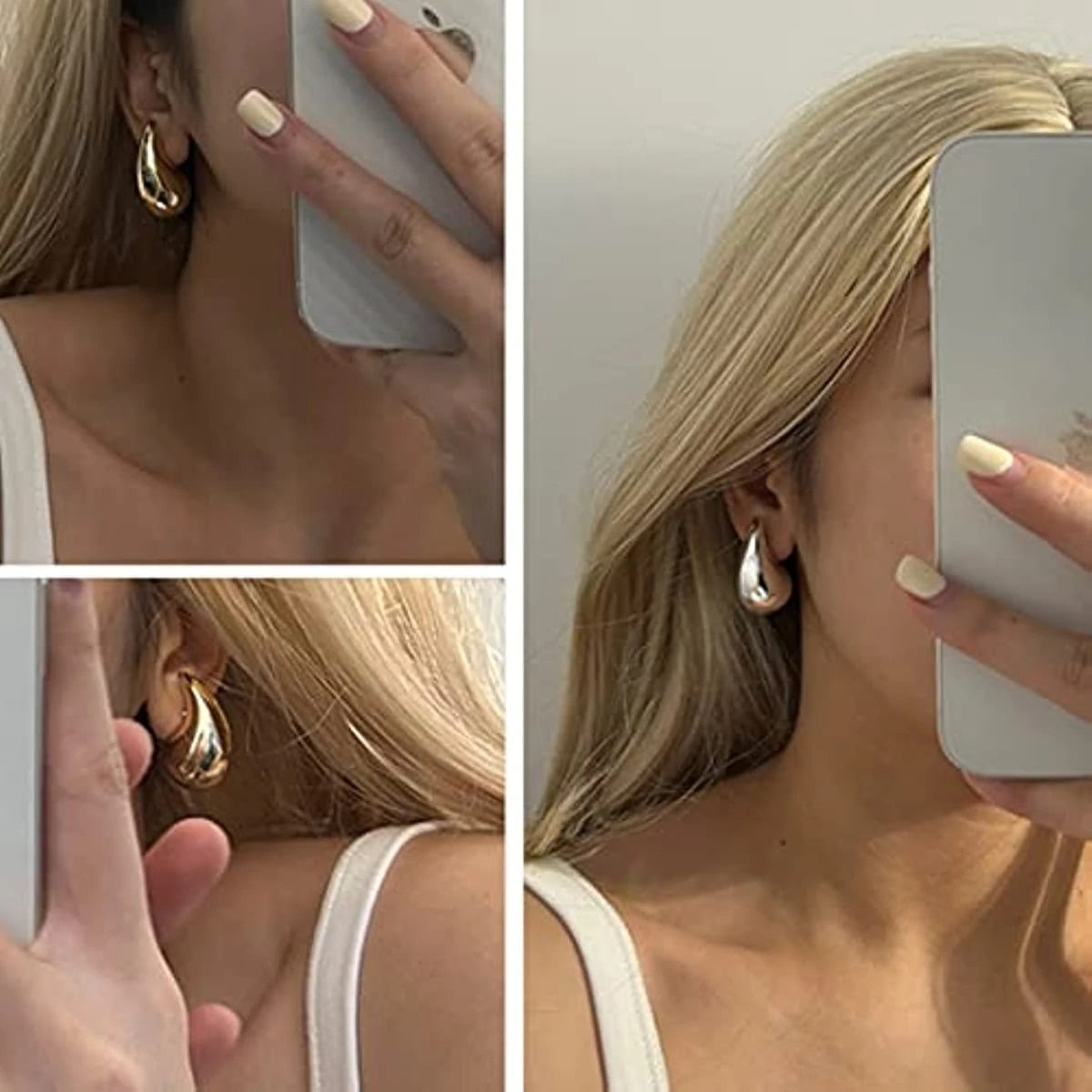 Tear Drop Bubble Earrings - Gold or Silver