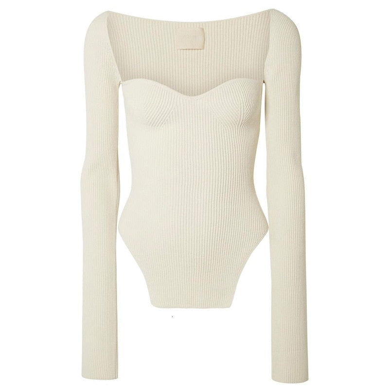 Tina Square Neckline Knit Tops - 10 Colors