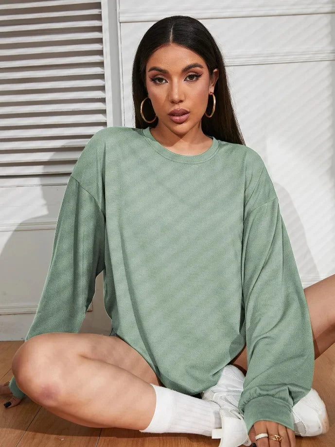 Solid Simplicity Round Neck Long Sleeve Tee