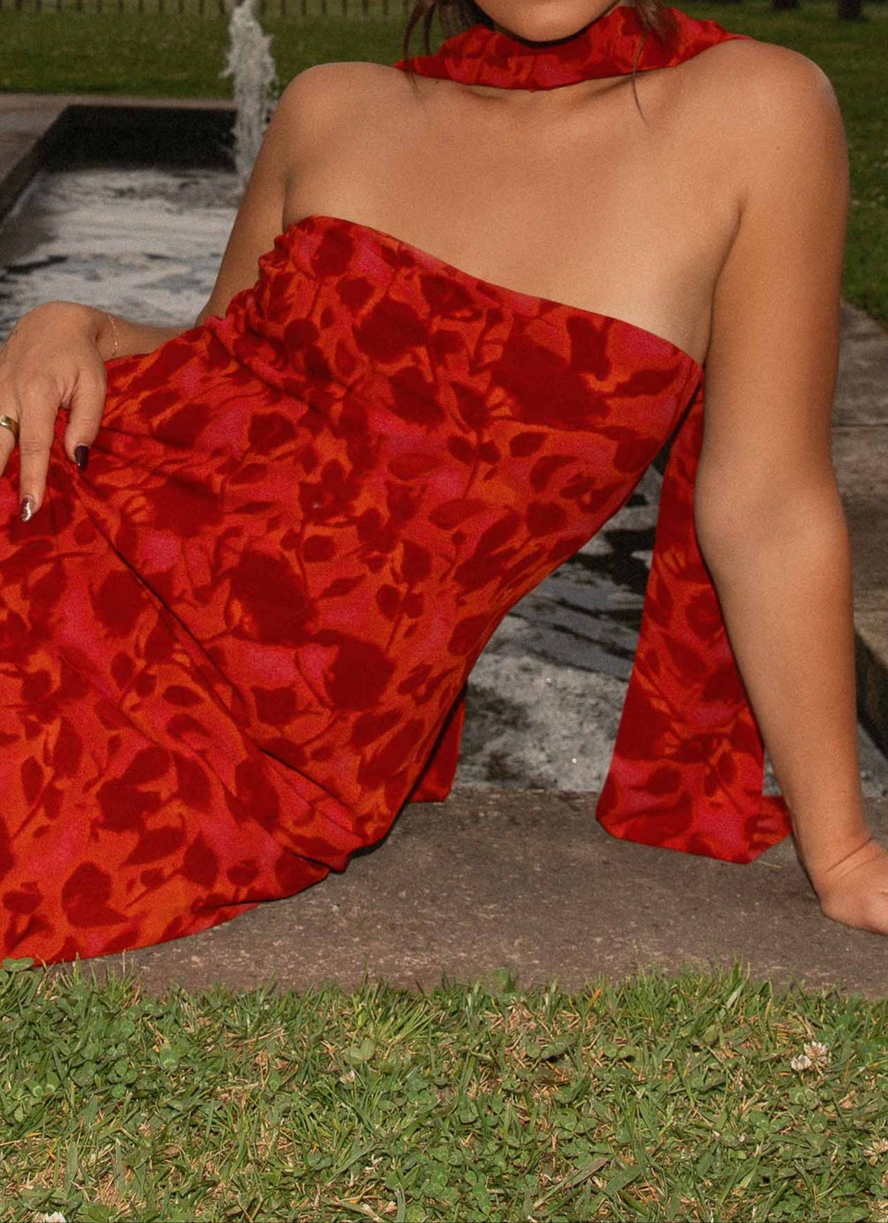 Amata Under The Pagoda Maxi Dress - Deep Red Floral