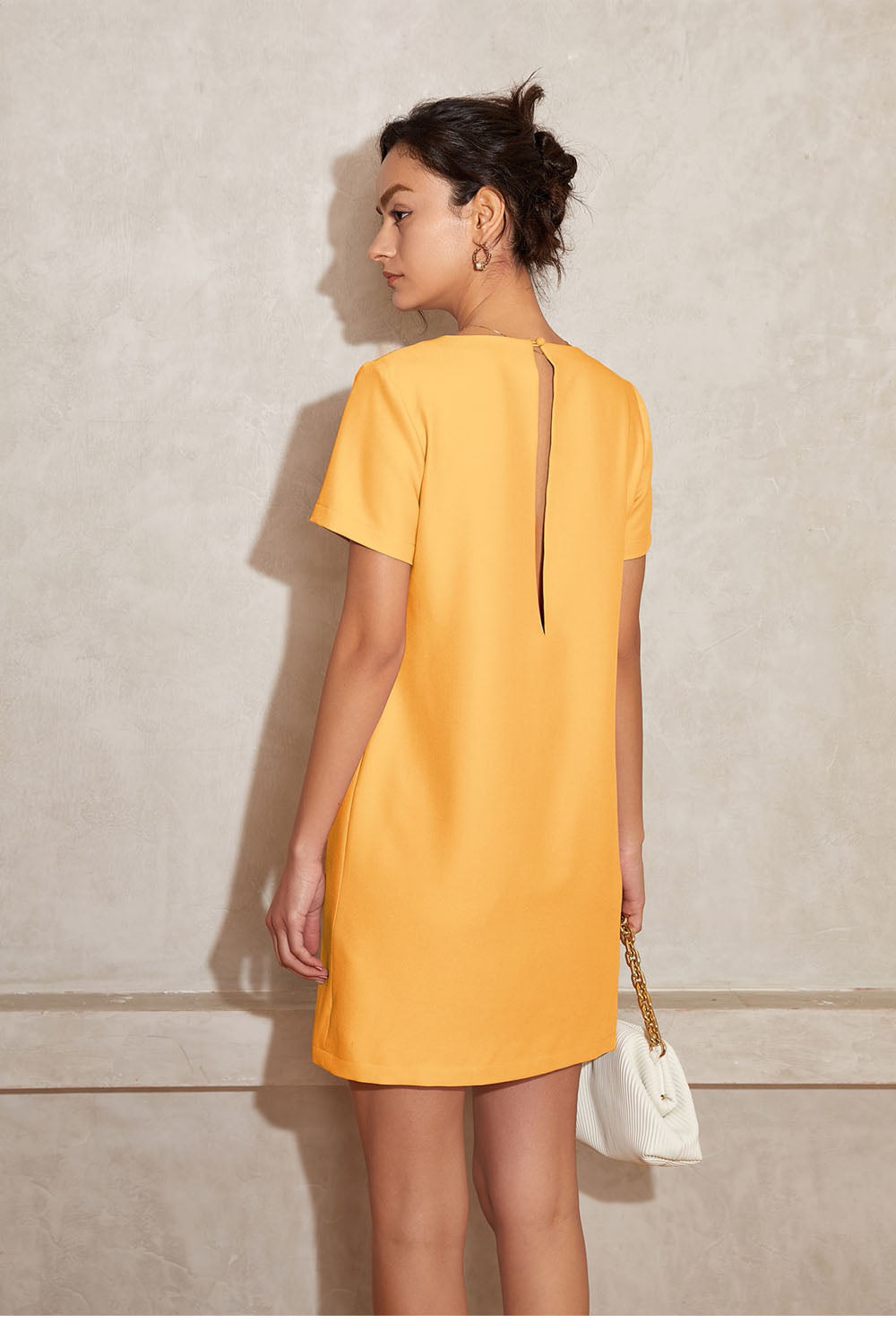 Vanessa V-Neck Solid Tunic Mini Dress - Khaki S/M