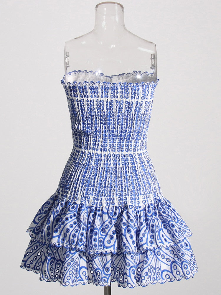 Vianca Strapless Eyelet Mini Dresses - 4 Colors