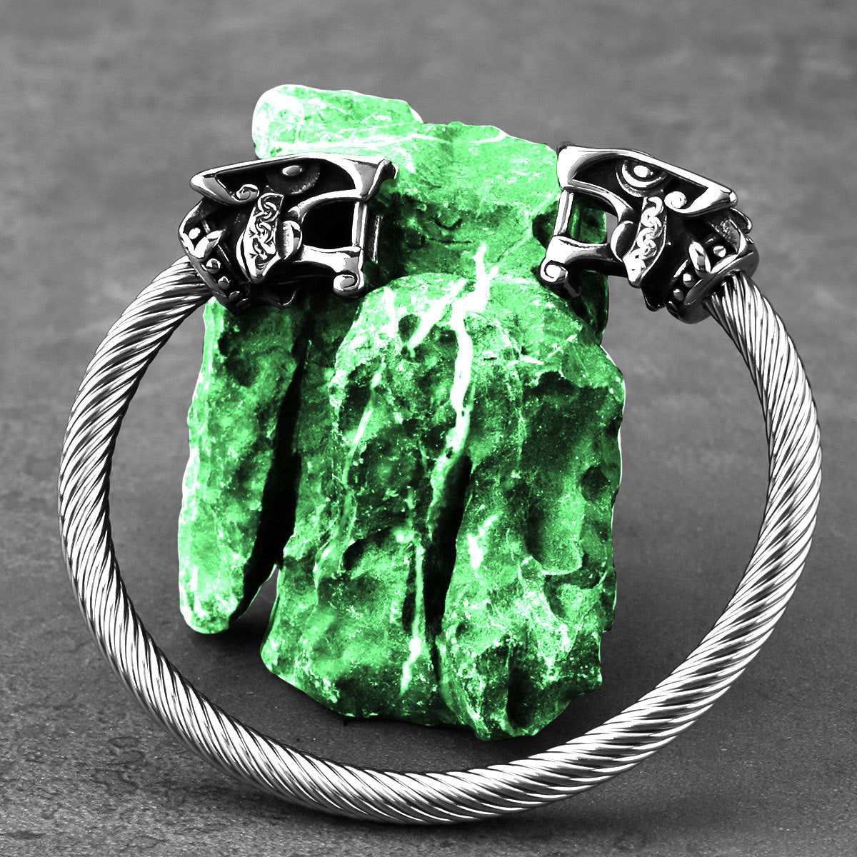 Viking Double Wolf Cuff Bracelet