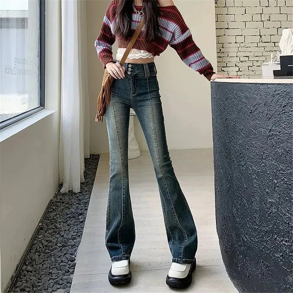 Streetwear Fashion Harajuku Casual Stretch Trousers Denim Pants