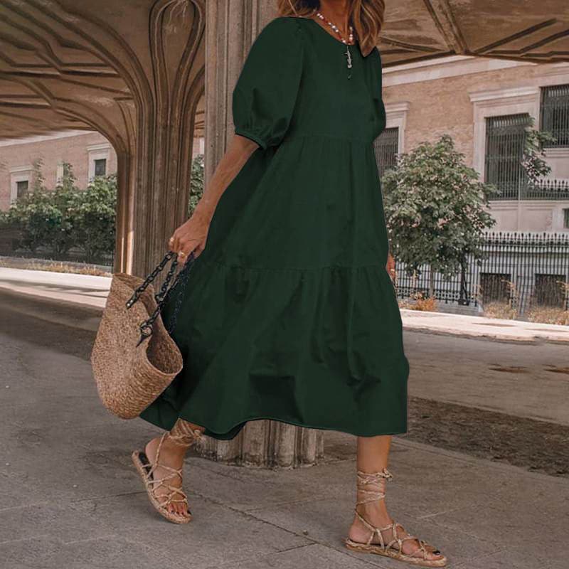 White Sundresses Puff Sleeve female Dress