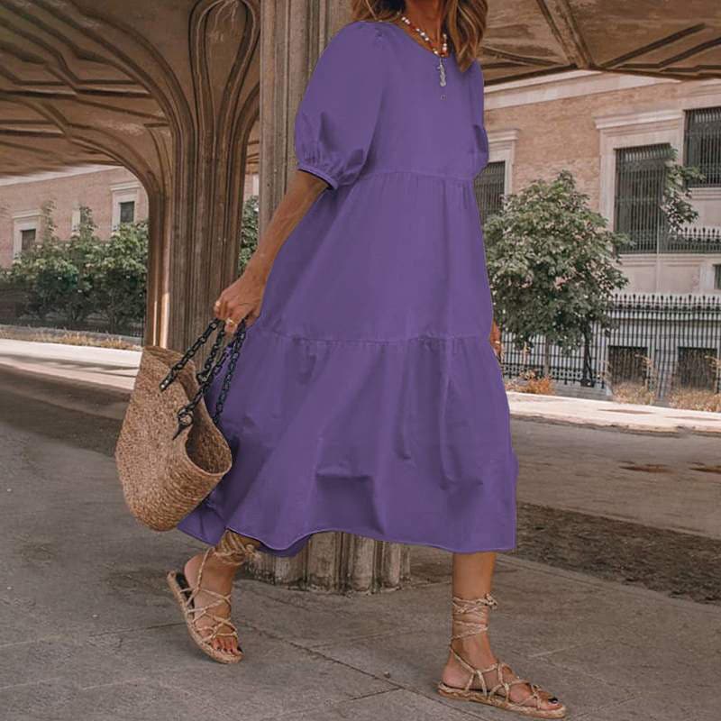 White Sundresses Puff Sleeve female Dress