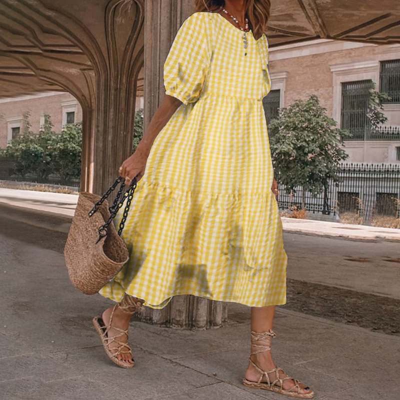 White Sundresses Puff Sleeve female Dress