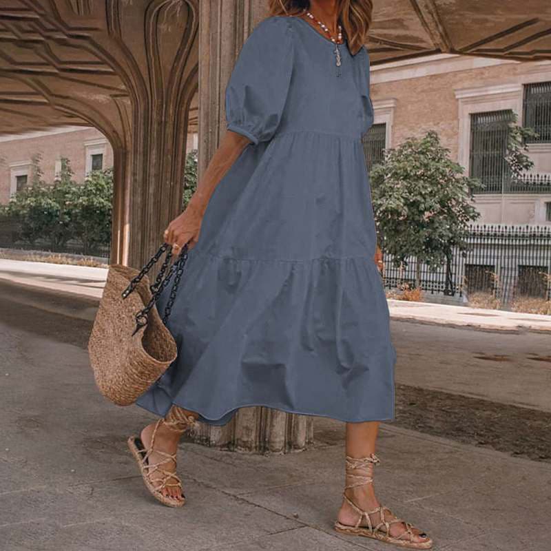 White Sundresses Puff Sleeve female Dress