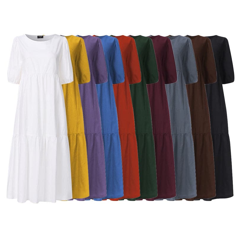 White Sundresses Puff Sleeve female Dress