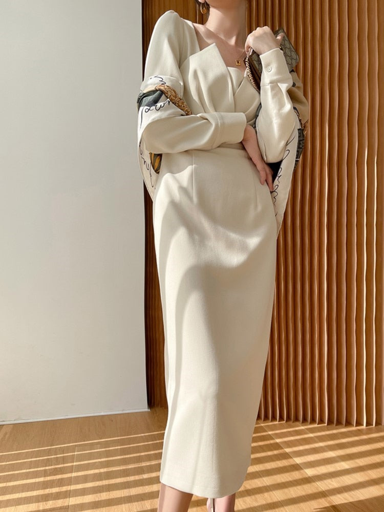 Long Sleeve Vintage Fashion Chic Evening Vestido Female Birthday
