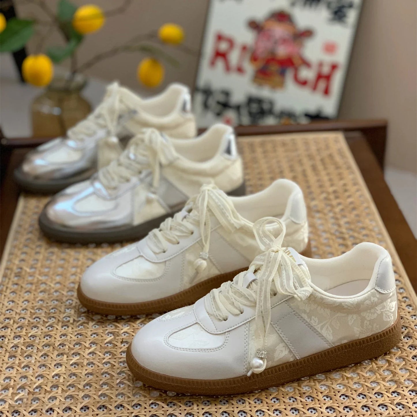 Casual Jogging Youth Girls Silver Lace-Up Athletic Low Heels Tennis Flats Skateboard