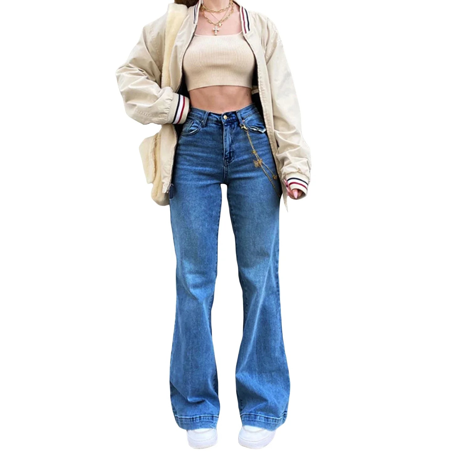 High Waist Bell Bottom Stretchy Denim Flared Women's Jeans