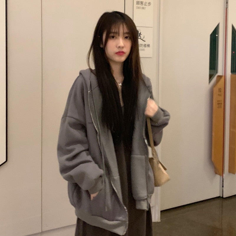 Korean Version Oversized Solid Color Hoodies