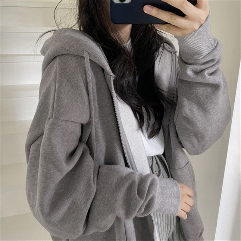 Korean Version Oversized Solid Color Hoodies