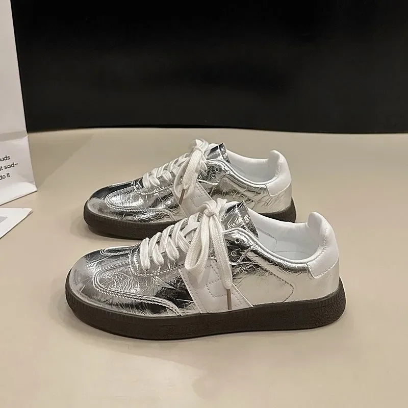 Leather Outdoor Walking Sneakers Casual Fashion Sports Platform Vulcanized Shoes Woman White Flats Ladies Tennis Trainers