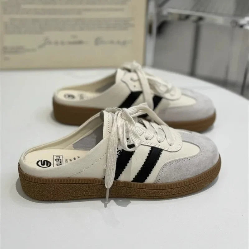Mules Slides Shoes Round Toe Flat Female Footwear Casual Sneakers Clogs Platform Summer Slip On Creeper Baotou slipper