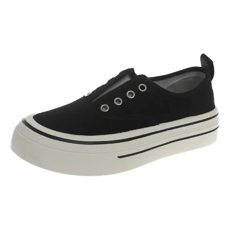 Outdoor Walking Canvas Fashion Jogging Slip-on Vulcanized Flat Casual Ladies Skateboard