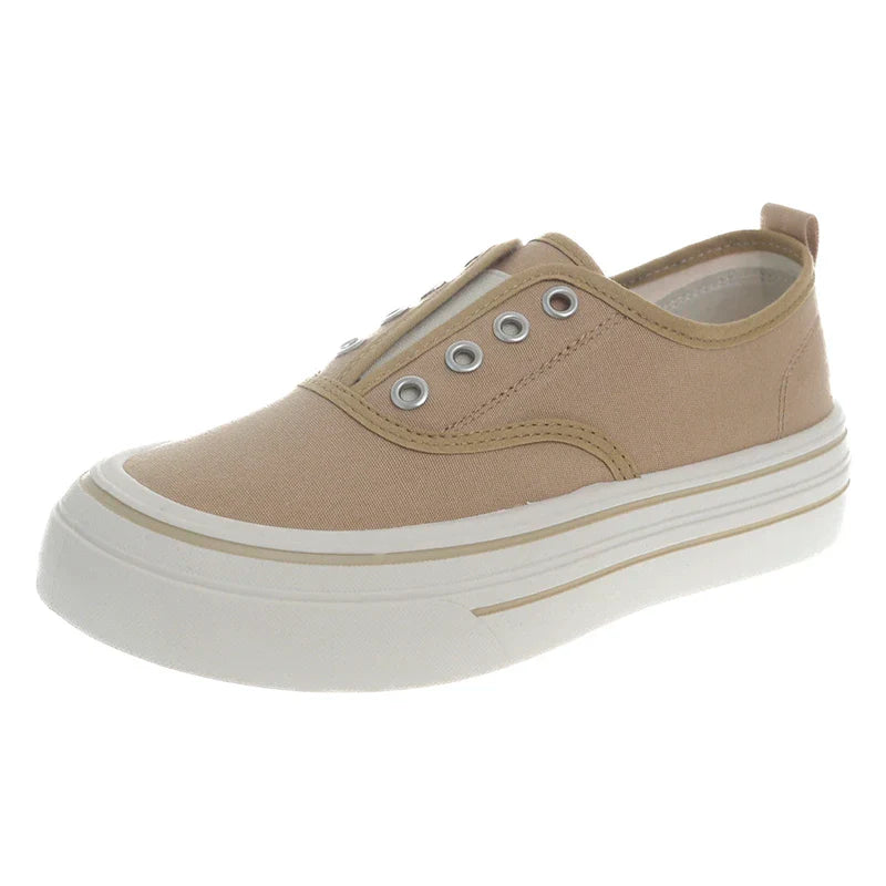 Outdoor Walking Canvas Fashion Jogging Slip-on Vulcanized Flat Casual Ladies Skateboard