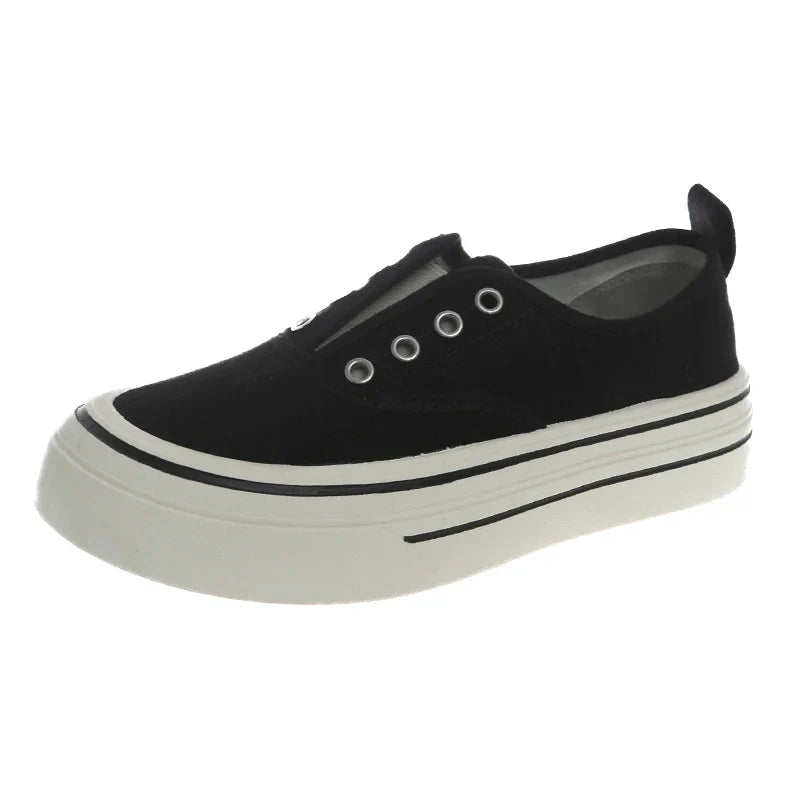 Outdoor Walking Canvas Fashion Jogging Slip-on Vulcanized Flat Casual Ladies Skateboard