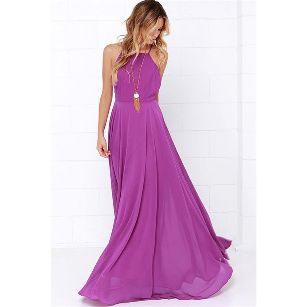 Plus Size Party Strap Fashion Bahemian Beach Chiffon Backless Dress