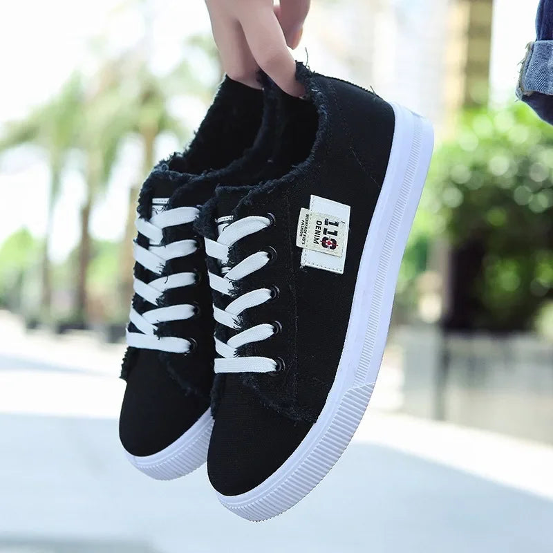 Spring Autumn Outdoor Walking Canvas Shoes Fall New Small White Jogging Sneakers Girls Student Sports Flat Trainers