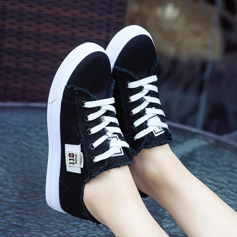 Spring Autumn Outdoor Walking Canvas Shoes Fall New Small White Jogging Sneakers Girls Student Sports Flat Trainers