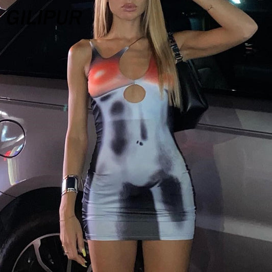 Y2k Summer Party Dress Slim 3D Printed Bodycon Skirts  Outfits