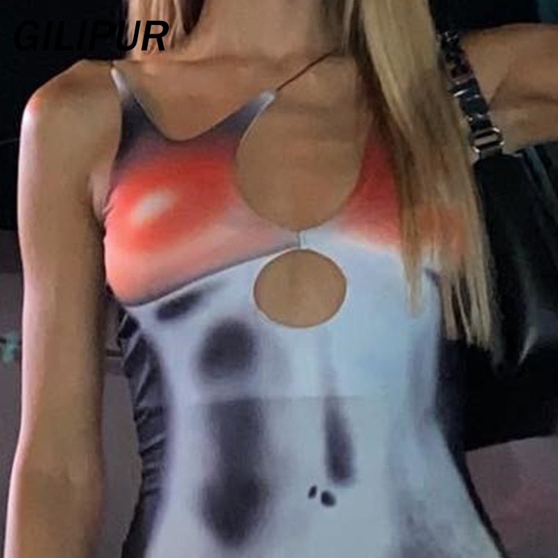 Y2k Summer Party Dress Slim 3D Printed Bodycon Skirts Outfits