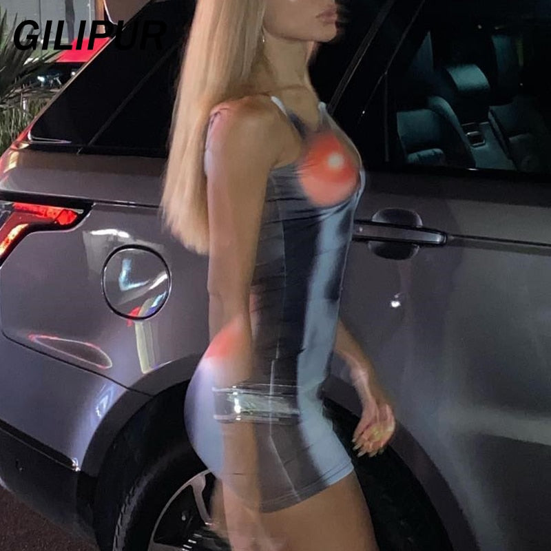 Y2k Summer Party Dress Slim 3D Printed Bodycon Skirts Outfits
