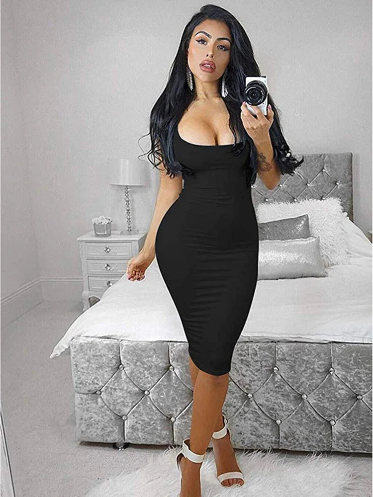 Women's Bodycon Tank Basic Club Midi Dresses