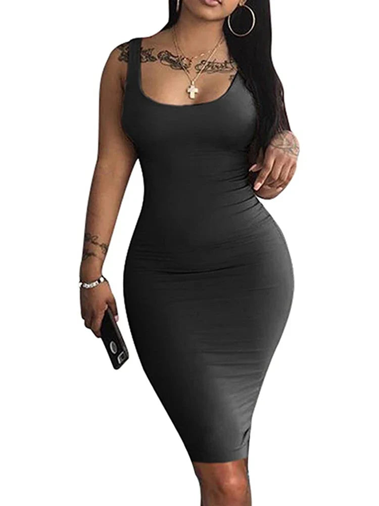 Women's Bodycon Tank Basic Club Midi Dresses