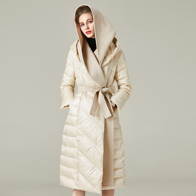 Womens Lace Up Winter Coats Lightweight Long Down Jacket
