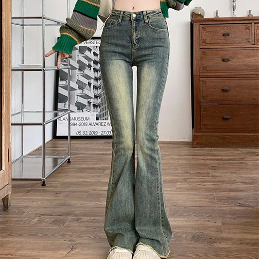 Vintage Washed Flare Skinny Jeans