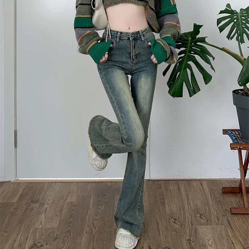 Vintage Washed Flare Skinny Jeans