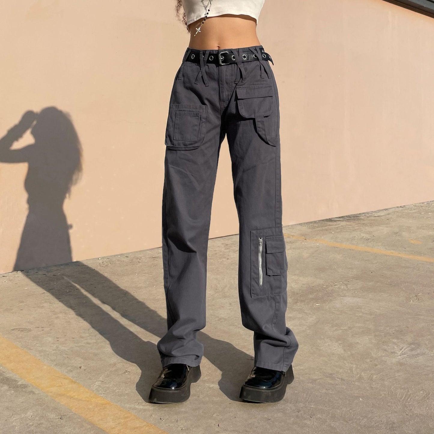 Y2K Jeans Low Rise Trousers Blue Vintage Gothic Print Baggy Casual Wide Leg Denim Aesthetic