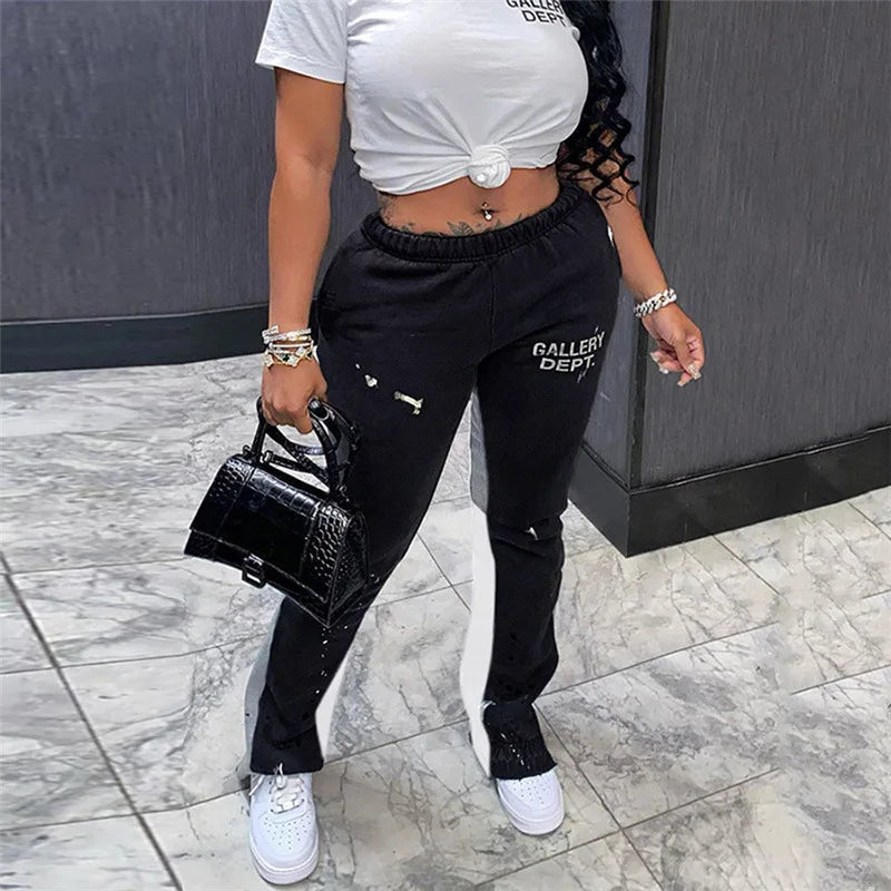 Y2K Style Fitness Trendy Loose Casual Letter Design Sweatpants
