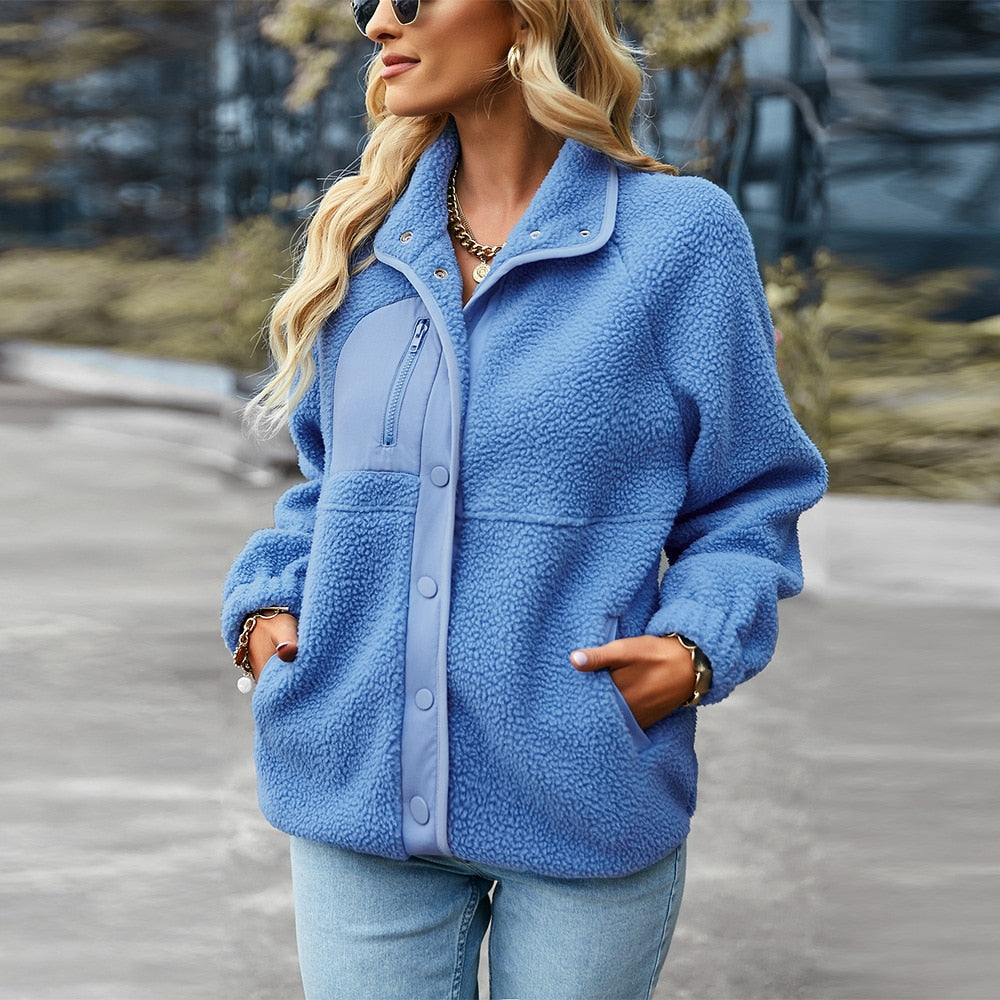 Turn Down Collar Patchwork Jacket